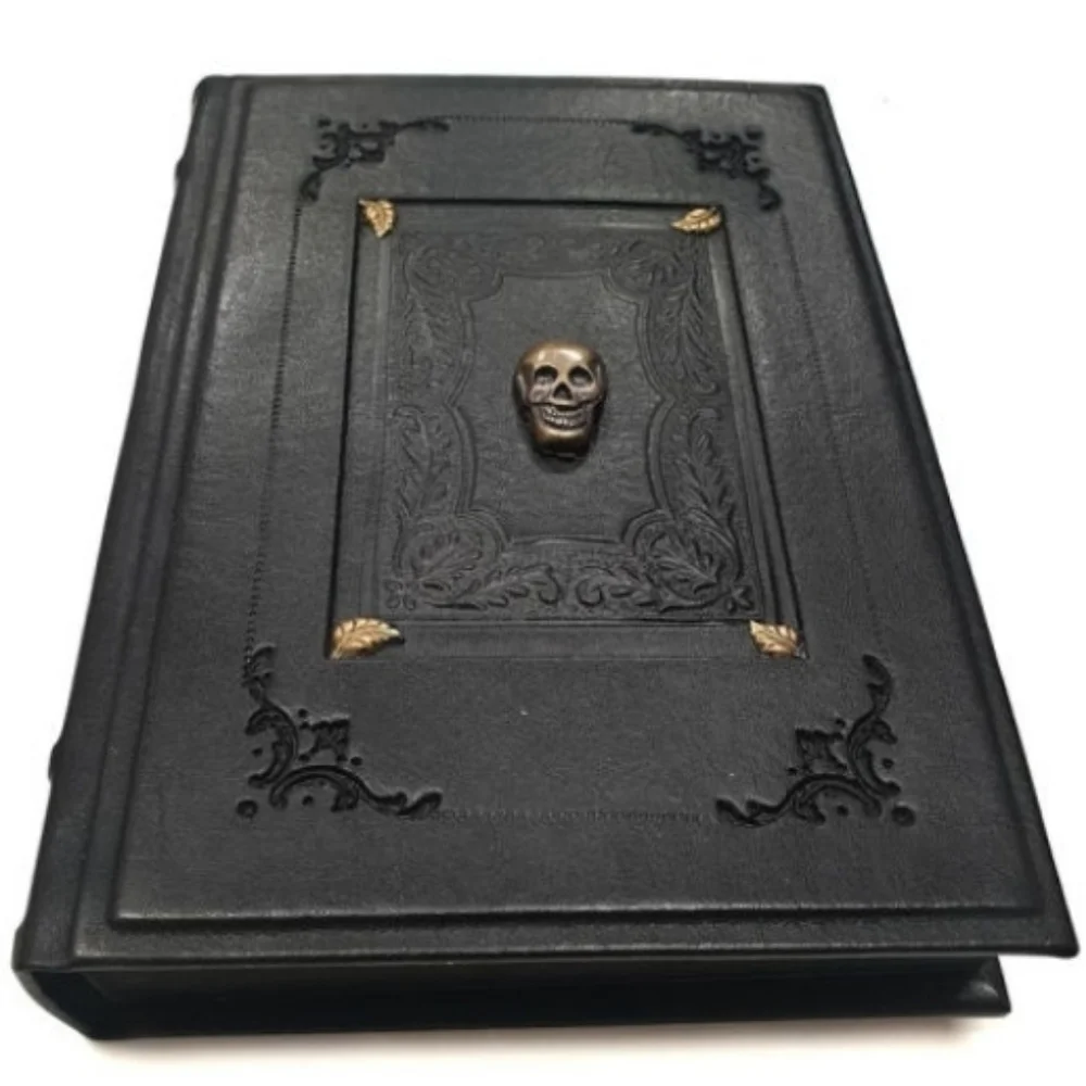 ♥️BUY 2 GET 1 FREE Black Leather Journal - Skull, Retail Price $49.99 USD
